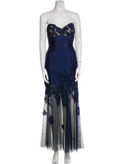 Pre-owned Jovani Silk Long Dress W/ Tags In Blue