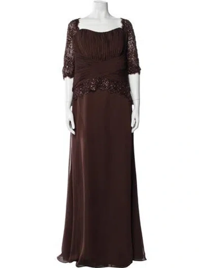 Pre-owned Jovani Silk Long Dress W/ Tags In Brown