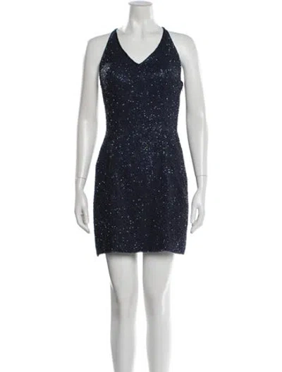 Pre-owned Jovani Silk Mini Dress In Blue