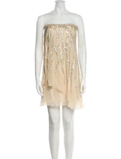 Pre-owned Jovani Silk Mini Dress In Neutral