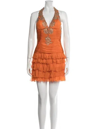 Pre-owned Jovani Silk Mini Dress In Orange