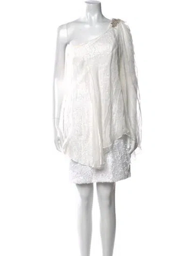 Pre-owned Jovani Silk Mini Dress W/ Tags In White