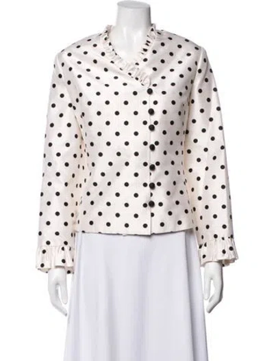Pre-owned Jovani Silk Polka Dot Print Evening Jacket In Pink