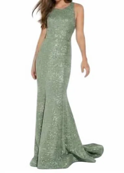 Jovani Sleeveless Gown In Sage In Multi