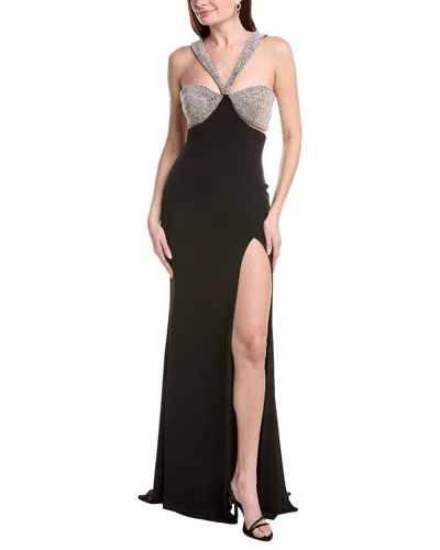 Jovani Solid Embellished Gown In Black