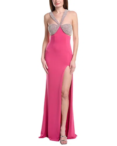 Jovani Solid Embellished Gown In Pink
