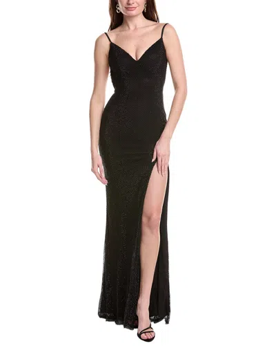 Jovani Solid Net Gown In Black