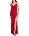Jovani Solid Net Gown In Red