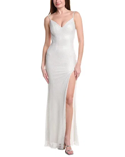 Jovani Solid Net Gown In White