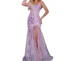 Jovani Spaghetti Sequin A-line Gown In Lilac Purple