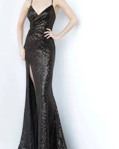 Jovani Spaghetti Strap Long Sexy Prom Dress In Black
