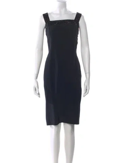 Pre-owned Jovani Square Neckline Knee-length Dress In Blue