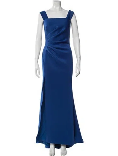 Pre-owned Jovani Square Neckline Long Dress In Blue