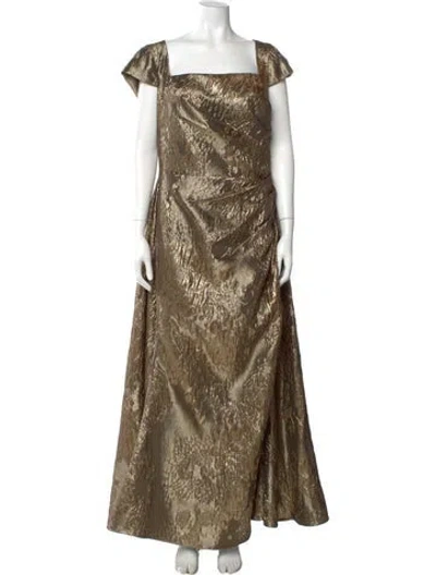 Pre-owned Jovani Square Neckline Long Dress In Gold