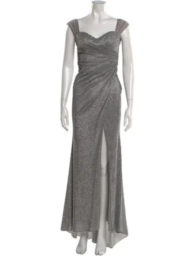 Pre-owned Jovani Square Neckline Long Dress In Gray