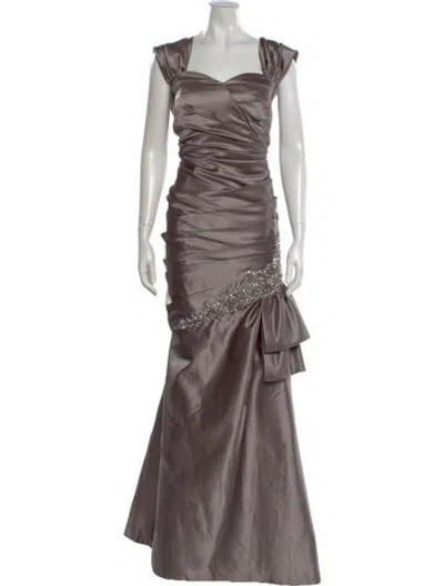 Pre-owned Jovani Square Neckline Long Dress In Gray