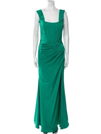 Pre-owned Jovani Square Neckline Long Dress In Green