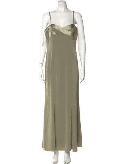 Pre-owned Jovani Square Neckline Long Dress In Green