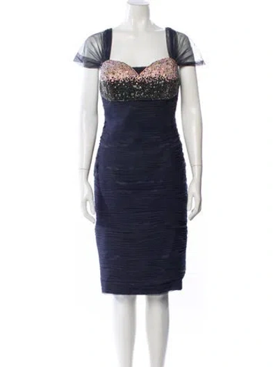 Pre-owned Jovani Square Neckline Midi Length Dress In Gray