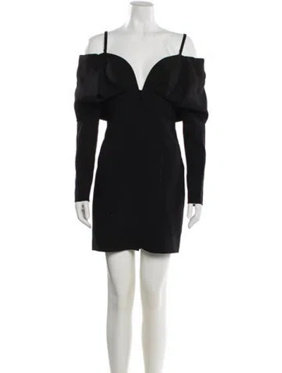 Pre-owned Jovani Square Neckline Mini Dress In Black