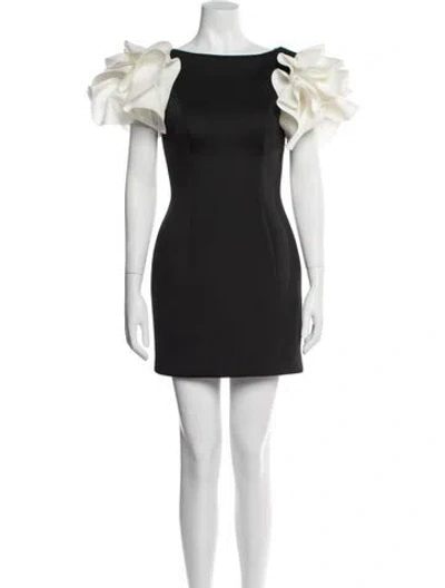 Pre-owned Jovani Square Neckline Mini Dress In Black