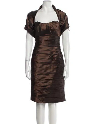Pre-owned Jovani Square Neckline Mini Dress In Brown