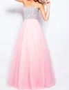 Jovani Strapless Adorned Tulle Ballgown In Pink