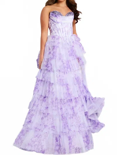 Jovani Strapless Ball Gown In Lilac In Purple