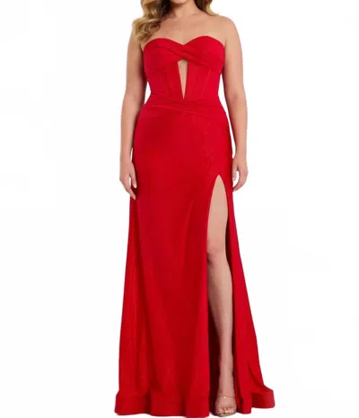 Jovani Strapless Evening Gown In Red