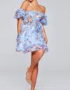 Jovani Strapless Fit And Flare Mini Dress In Blue