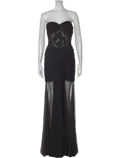 Pre-owned Jovani Strapless Long Dress In Black