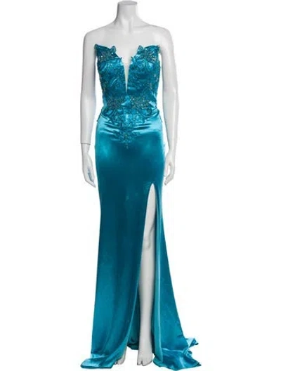 Pre-owned Jovani Strapless Long Dress In Blue