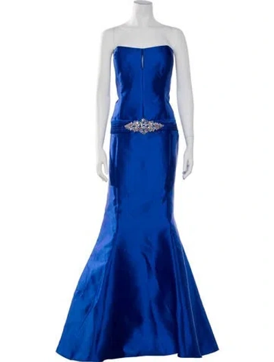 Pre-owned Jovani Strapless Long Dress In Blue