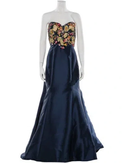 Pre-owned Jovani Strapless Long Dress In Blue