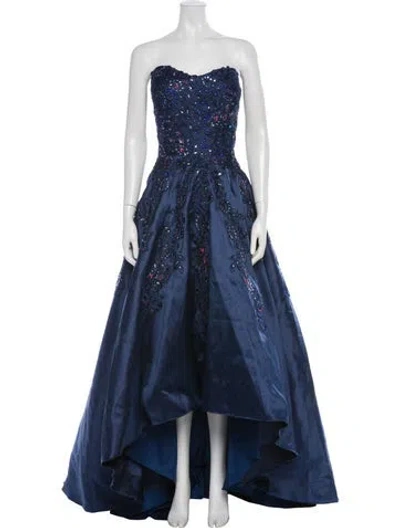 Pre-owned Jovani Strapless Long Dress In Blue