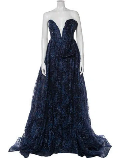 Pre-owned Jovani Strapless Long Dress In Blue