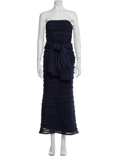 Pre-owned Jovani Strapless Long Dress In Blue