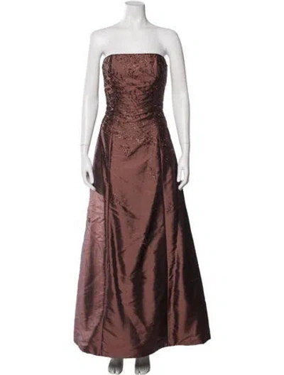 Pre-owned Jovani Strapless Long Dress In Brown
