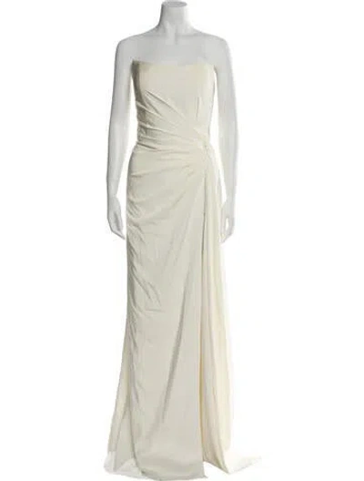 Pre-owned Jovani Strapless Long Dress In Neutral