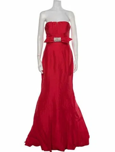 Pre-owned Jovani Strapless Long Dress In Red