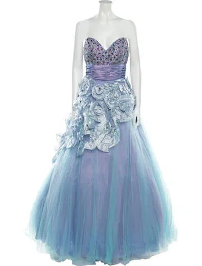Pre-owned Jovani Strapless Long Dress W/ Tags In Blue