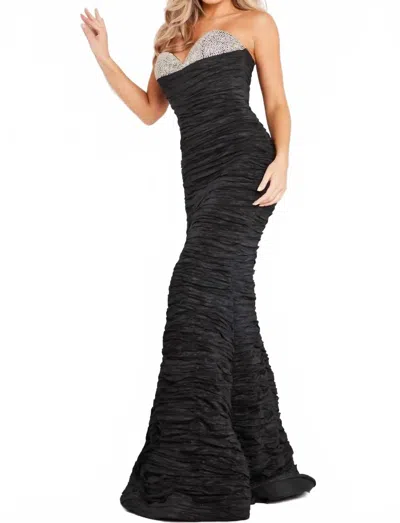 Jovani Strapless Mermaid Formal Gown In Black