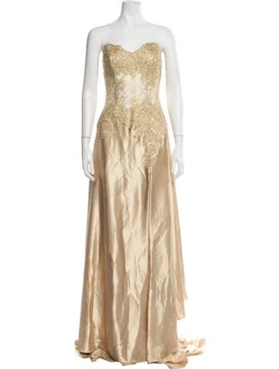 Pre-owned Jovani Strapless Midi Length Dress In Neutral