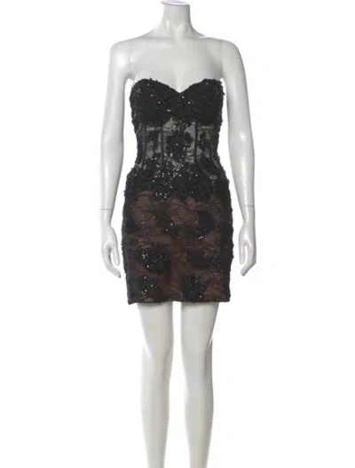 Pre-owned Jovani Strapless Mini Dress In Black