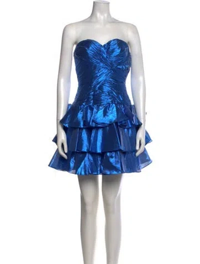 Pre-owned Jovani Strapless Mini Dress In Blue