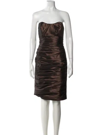 Pre-owned Jovani Strapless Mini Dress In Brown
