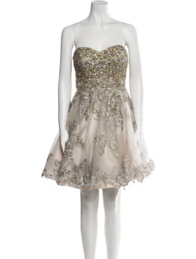 Pre-owned Jovani Strapless Mini Dress In Neutral