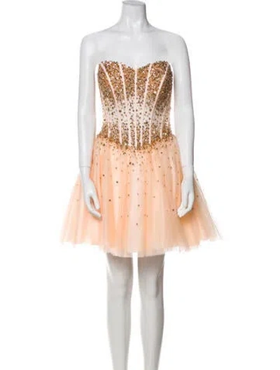 Pre-owned Jovani Strapless Mini Dress In Orange