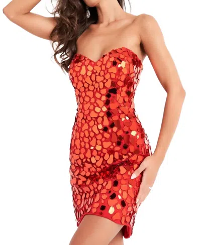Jovani Strapless Mini Prom Dress In Red