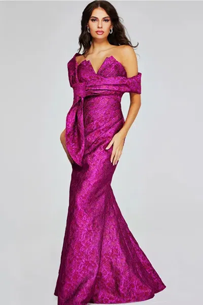 Jovani Strapless Printed Gown In Pink